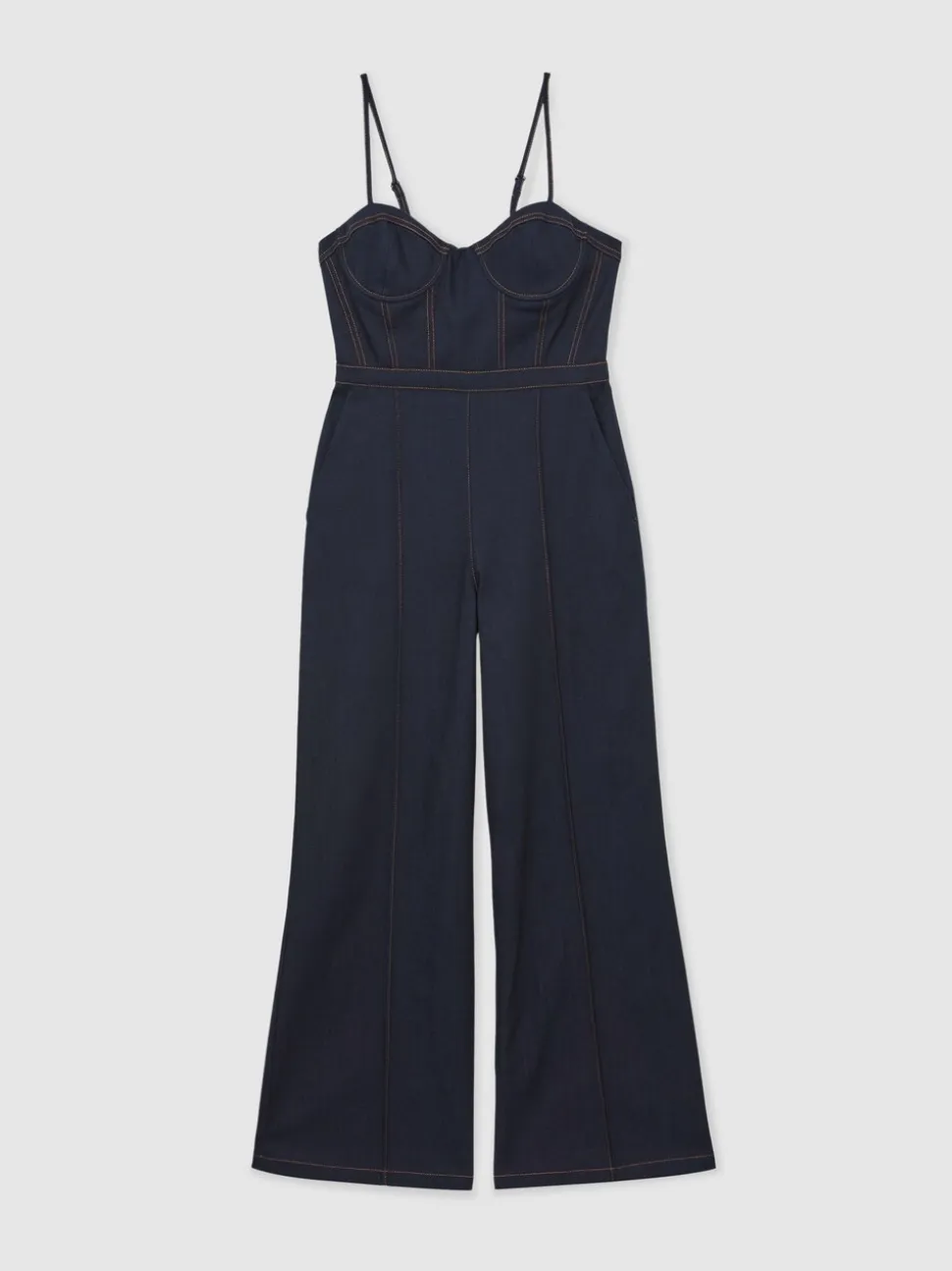 Combinaison bustier à jambe large Reiss Macey en Denim