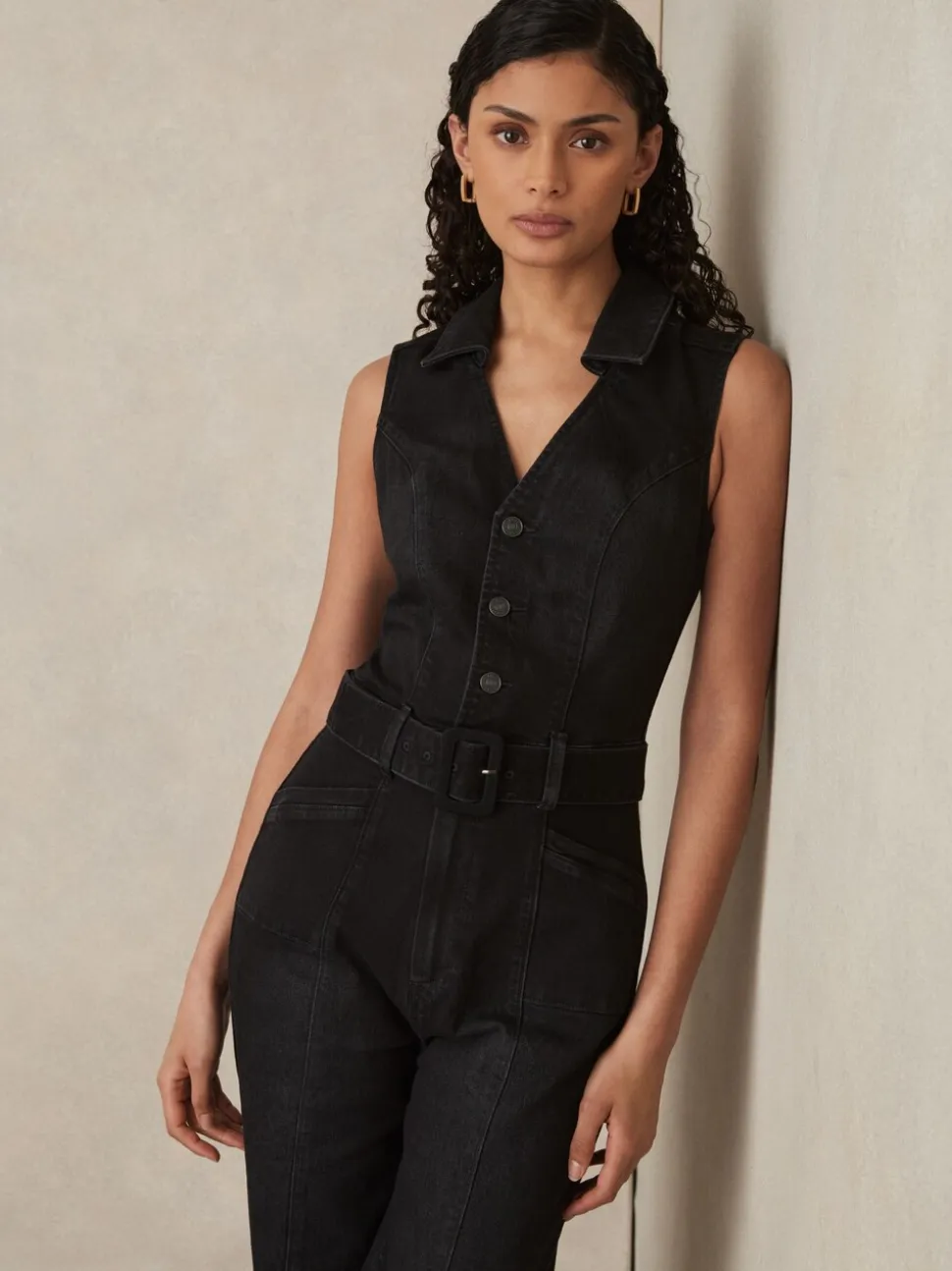 Combinaison en denim Paige sans manches