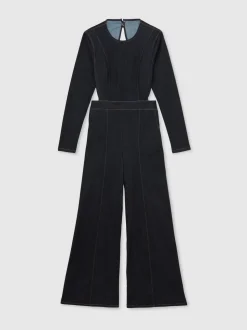 Combinaison en Denim Reiss Sanata à Jambe large et dos ouvert