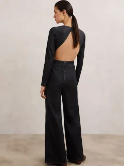 Combinaison en Denim Reiss Sanata à Jambe large et dos ouvert