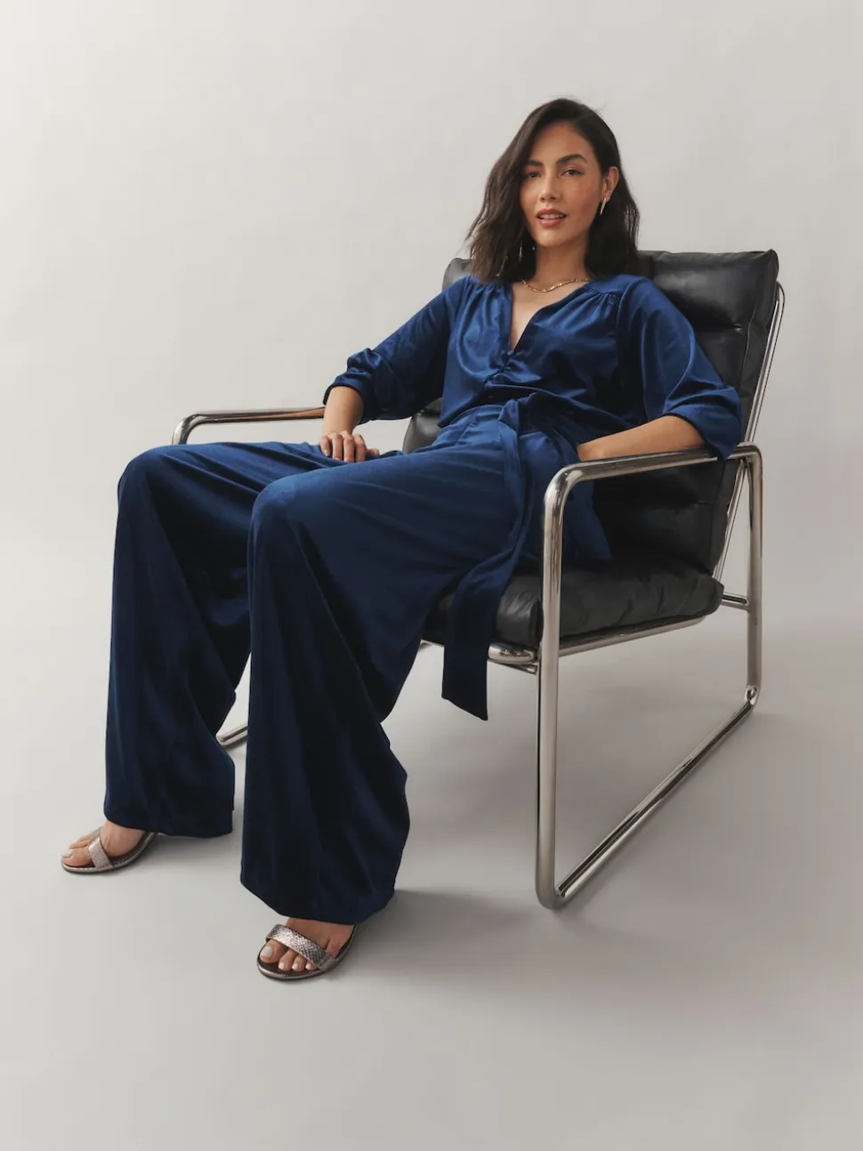 Combinaison Laura Ashley Velvet à taille élastique à jambe large