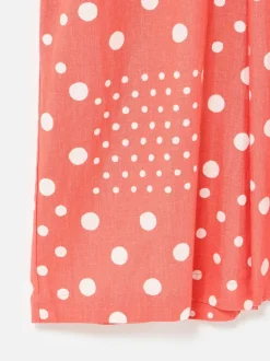 Combinaison Oliver Bonas en mélange de lin à imprimé pois et taille ceinturée