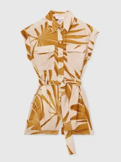 Combinaison Reiss Harri à ceinture et imprimé palmier
