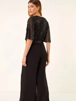 Combinaison Roman extensible à manches évasées à sequin