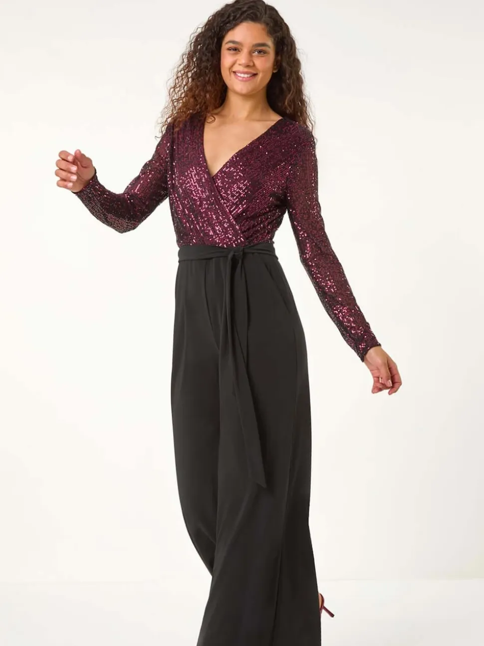 Combinaison Roman Sequin Wrap Col en V extensible