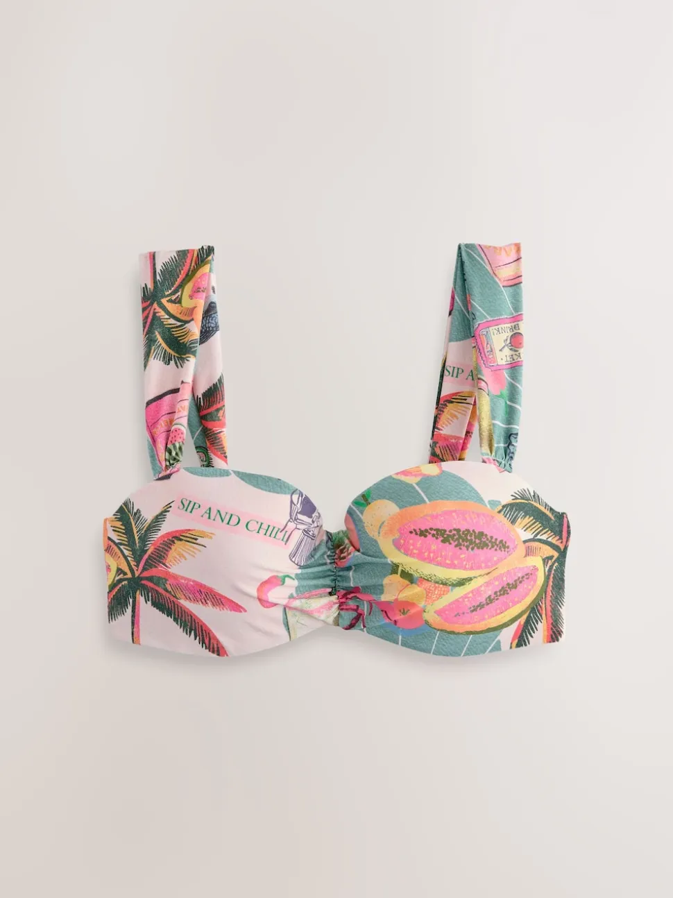Conversation homard vert/rose - Haut de bikini bandeau filaire