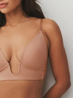 Couleur praline - Soutien-gorge multiposition A-E à décolleté plongeant profond