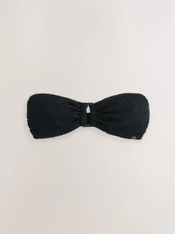 Crinkle noir - Haut de bikini bandeau à bordures