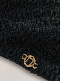 Crinkle noir - Haut de bikini bandeau à bordures