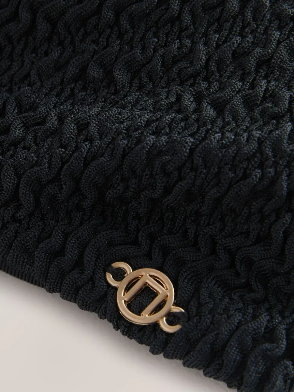 Crinkle noir - Haut de bikini bandeau à bordures