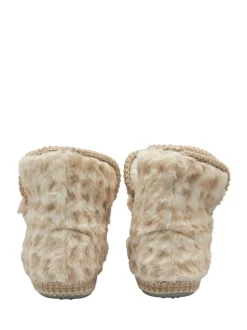 Crème - Dunlop Chaussons à pompons en faux chaussons