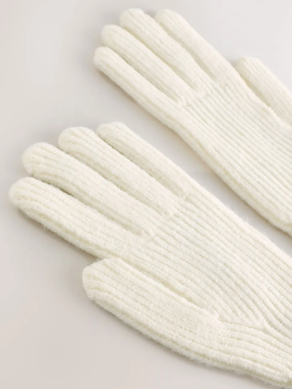Crème - Gants en maille côtelée