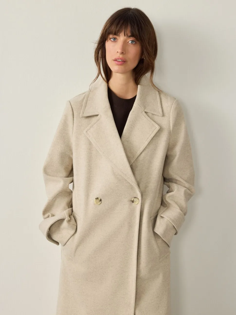 Crème - Long manteau maxi