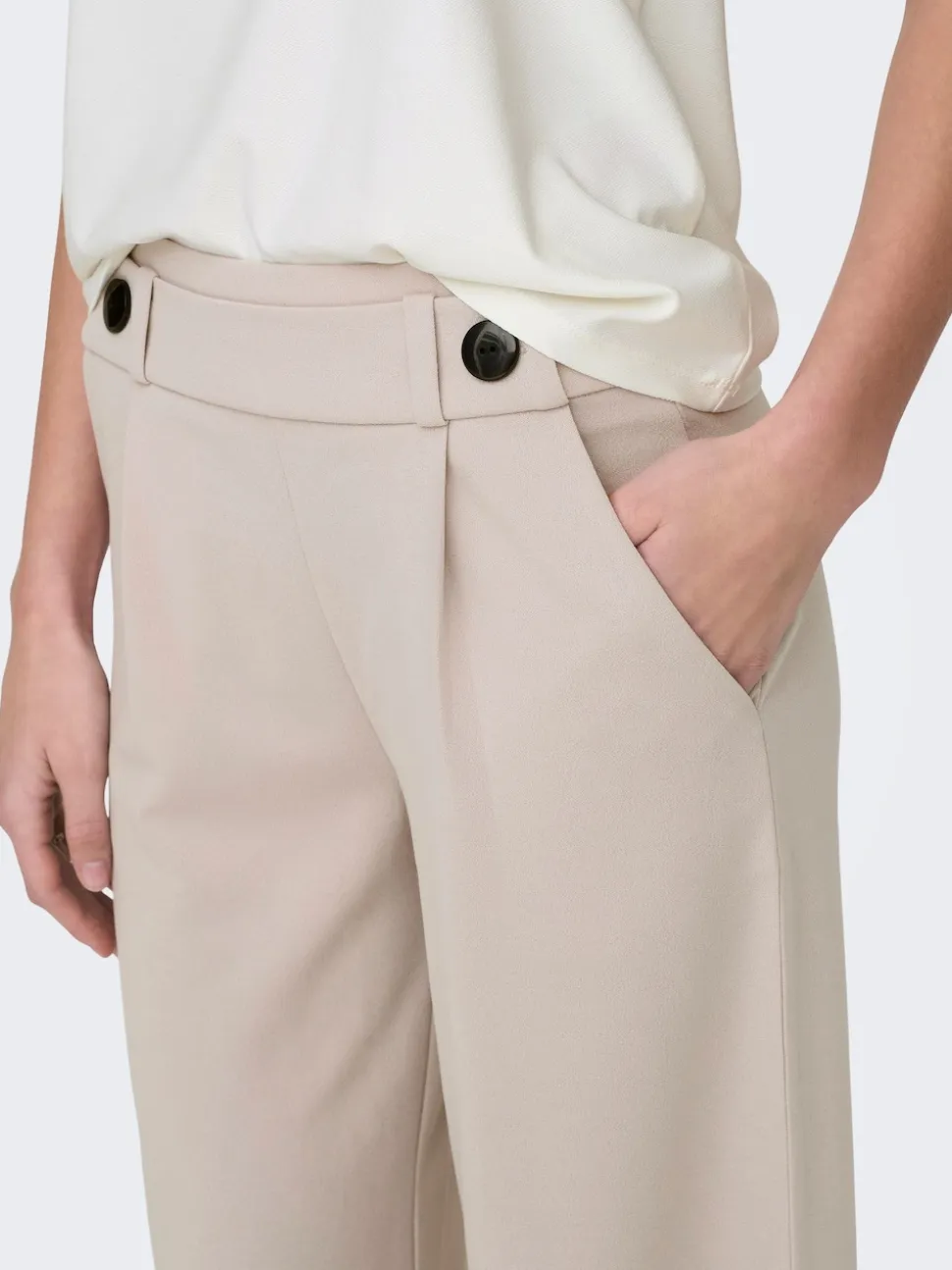 Crème - Pantalon JDY large