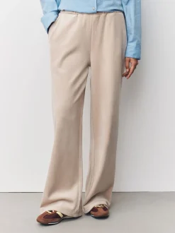 Crème - Pantalons en velours côtelé doux à jambe large