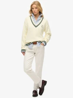 Crème - Pull Superdry Cricket Club