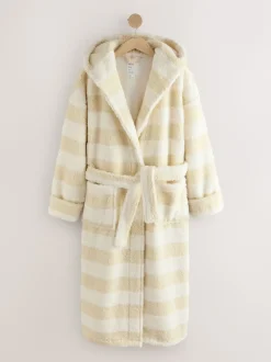Crème - Robe de chambre à rayures texturées