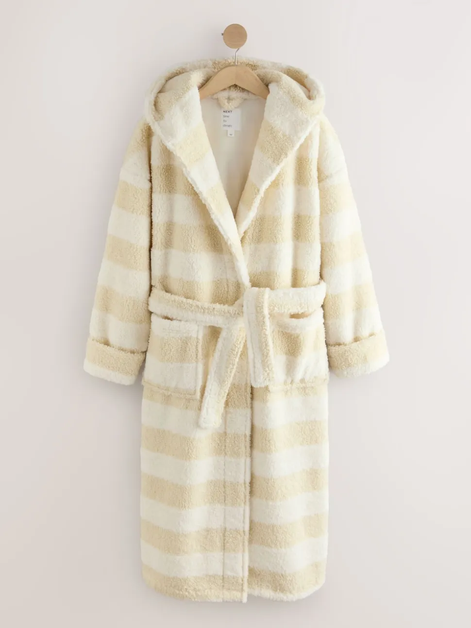 Crème - Robe de chambre à rayures texturées