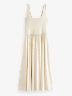 Crème - Robe d’été à taille jersey