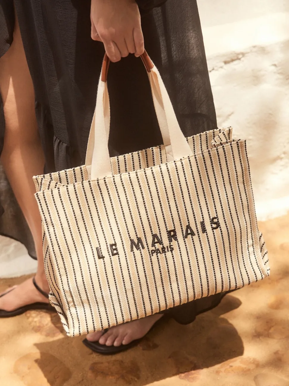 Crème - Sac à bandoulière en toile structurée