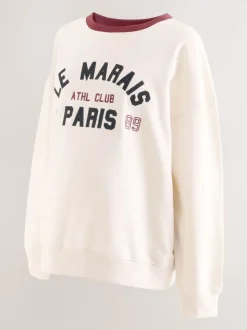 Crème - Sweat-shirt graphique de grossesse