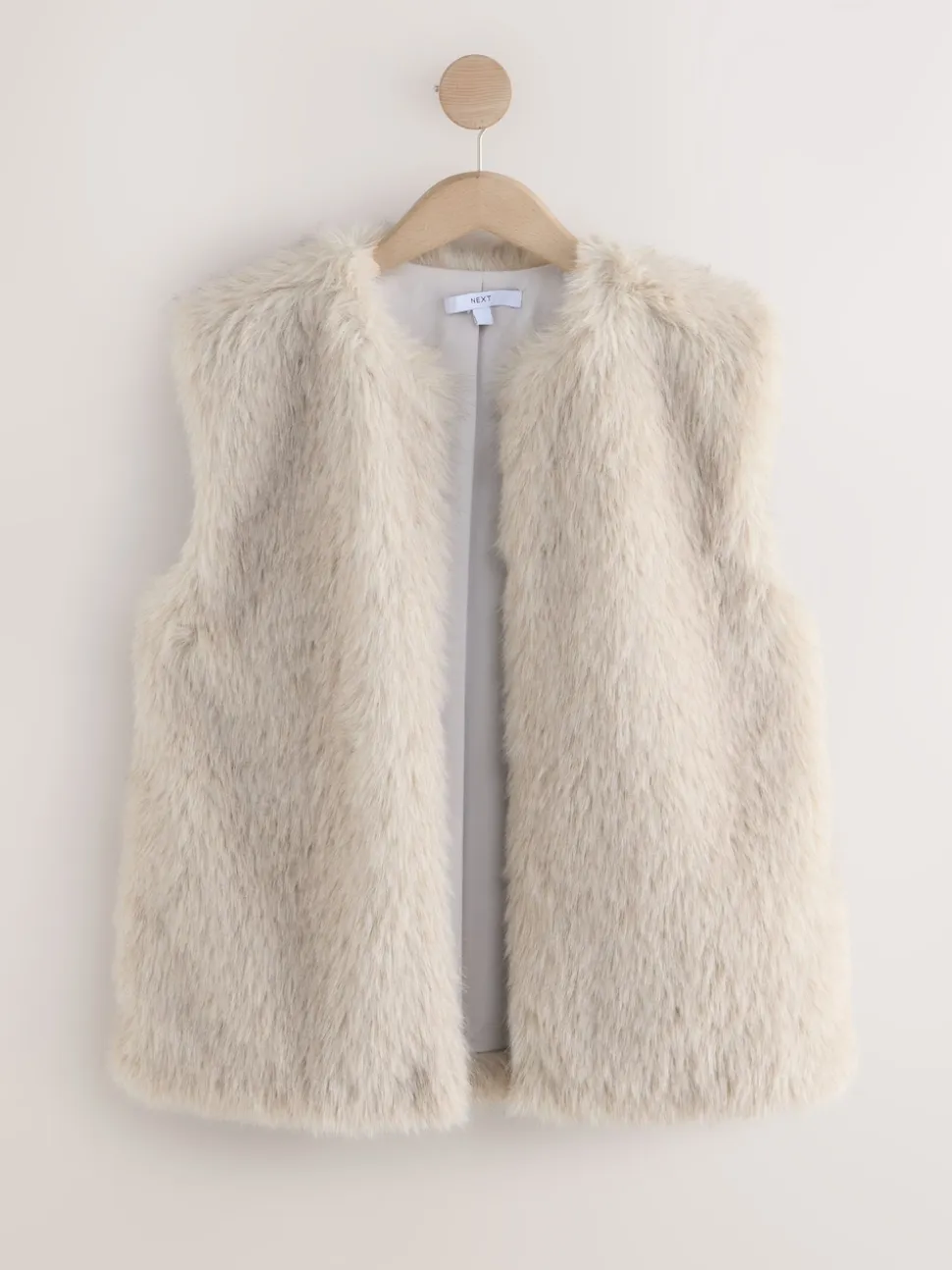 Crème - Veste sans manches en fausse fourrure