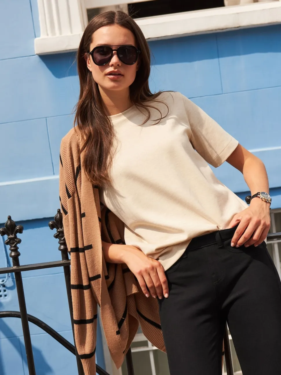 Crème d'avoine - T-shirt Manche courte Col ras du cou lourd
