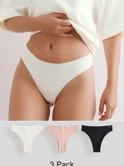 Crème/Rose/Noir - Lot de 3 culottes en coton majoritaire sans VPL