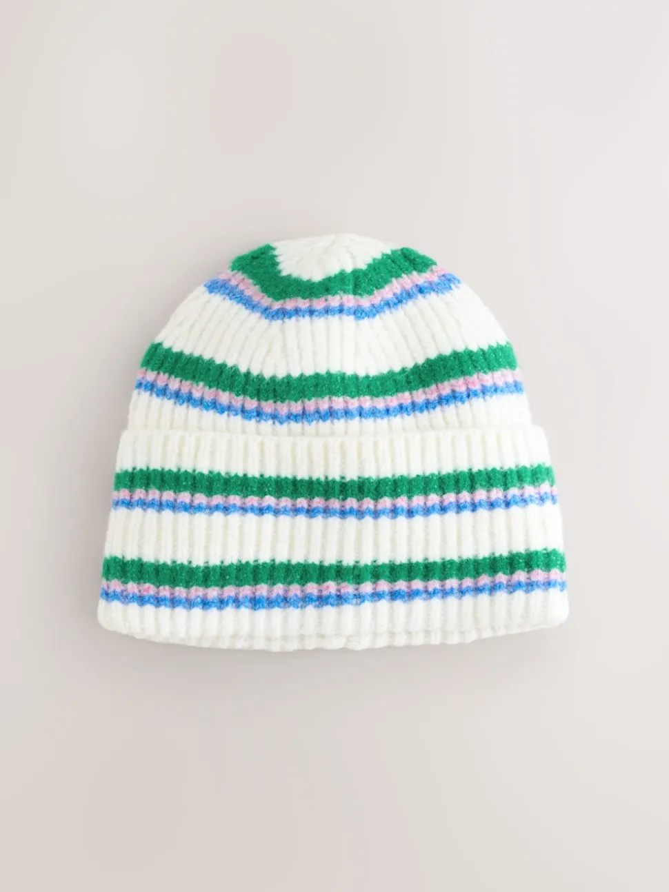 Crème/rose/vert - Bonnet en maille