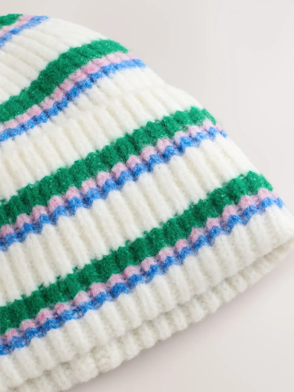 Crème/rose/vert - Bonnet en maille