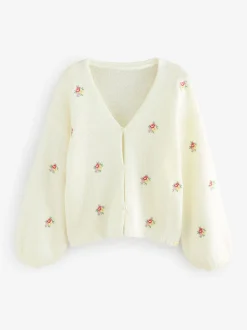 écru - Cardigan Laura Ashley Fleuri Brodé
