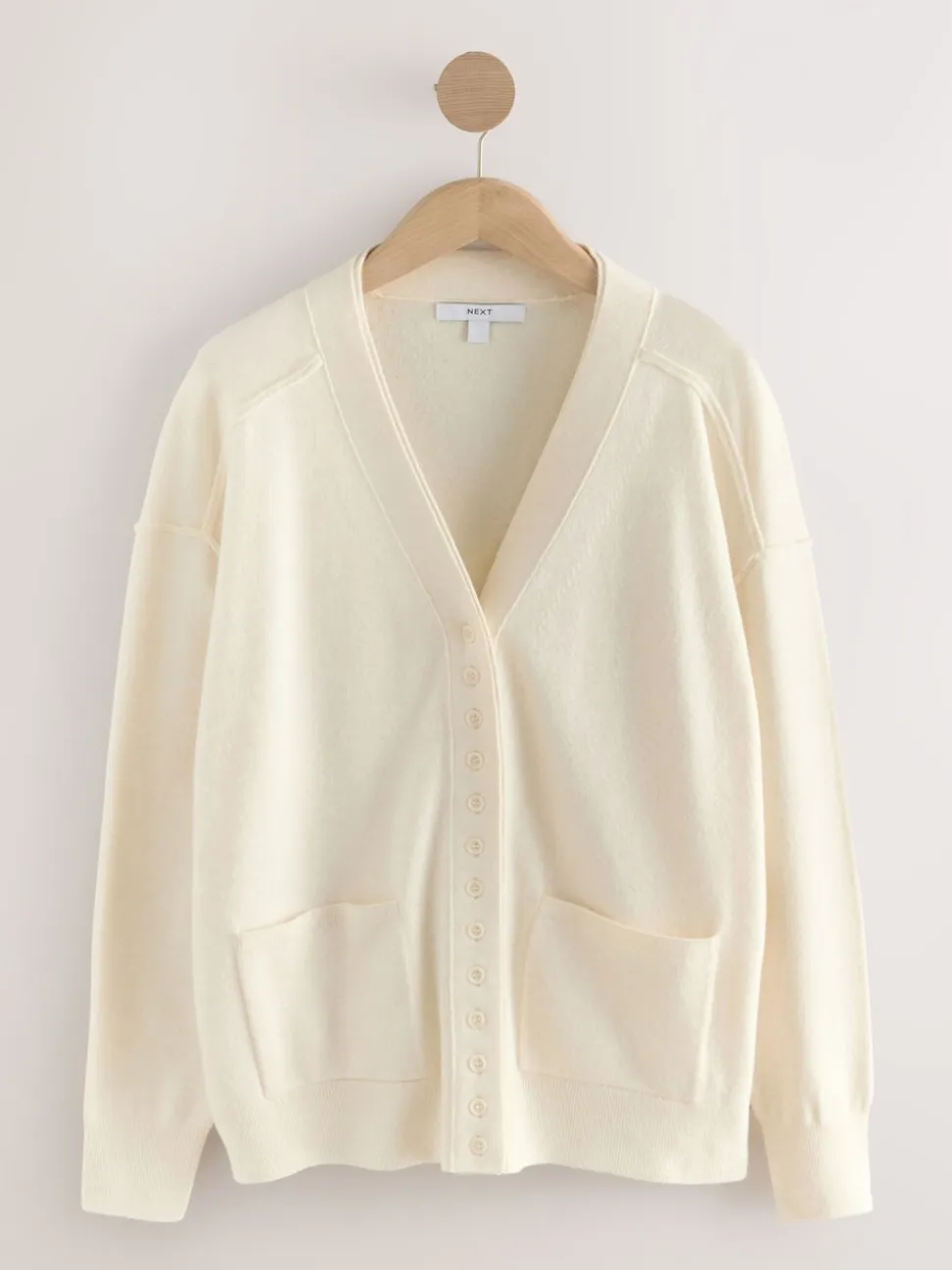 écru - Cardigan ultra-doux à col en V avec poches
