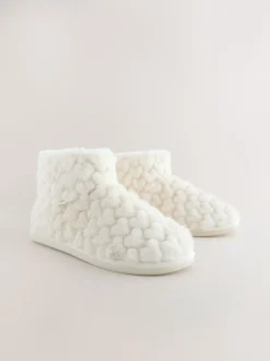 écru - Chaussons chaussons cœur en fausse fourrure