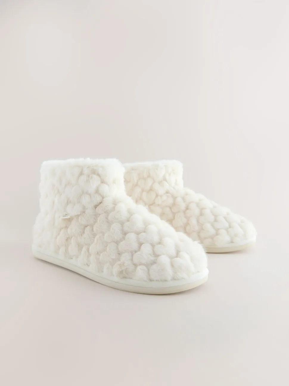écru - Chaussons chaussons cœur en fausse fourrure