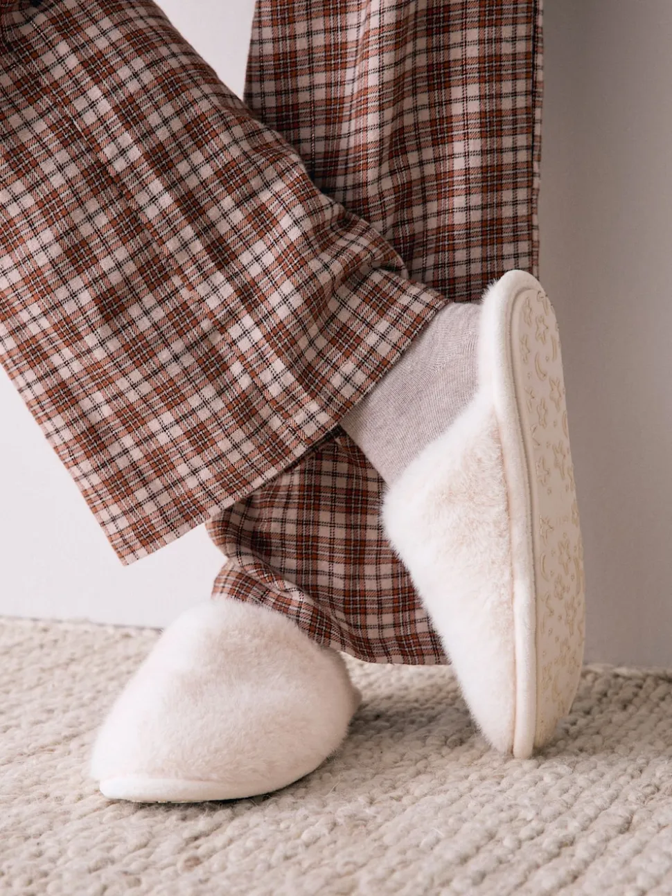 écru - Faux Fur Mule Slippers