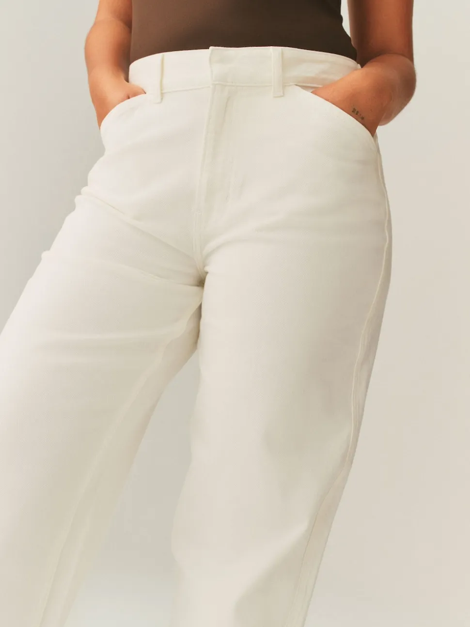 écru - Jeans sablier à jambe large en denim