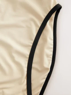 écru - Maillot de bain avec fermeture éclair et contrôle du ventre