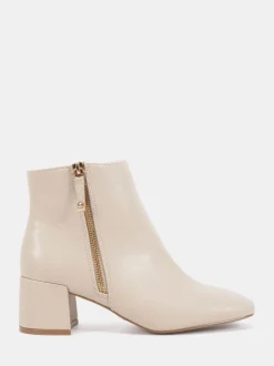Écru - Novo Bottes Kate zippées à talons carrés et bout carré