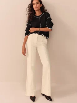 écru - Pantalon bootcut N. Premium en velours côtelé