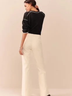écru - Pantalon bootcut N. Premium en velours côtelé