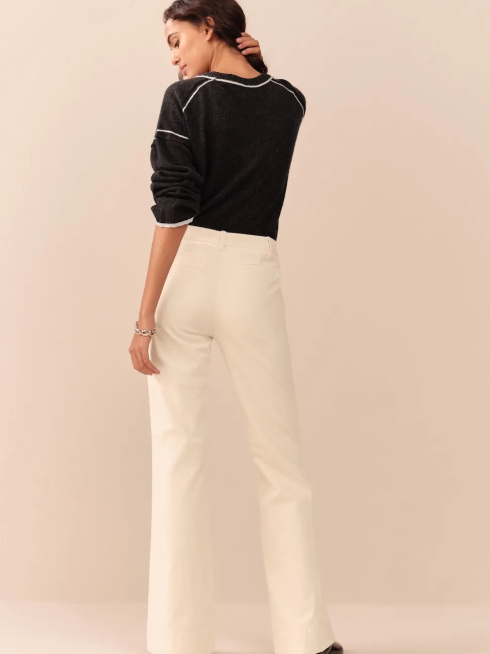 écru - Pantalon bootcut N. Premium en velours côtelé
