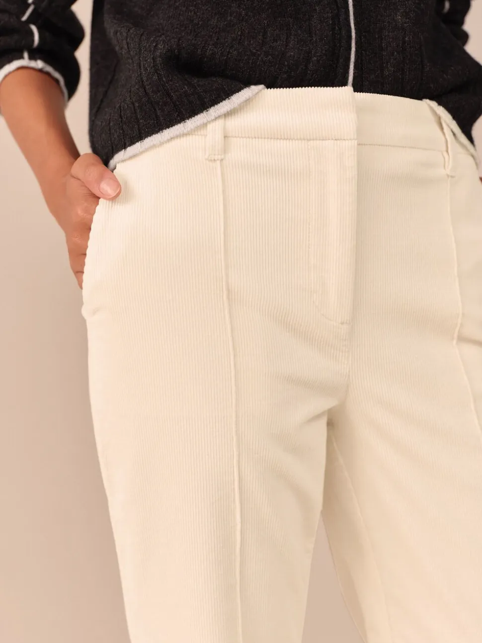 écru - Pantalon bootcut N. Premium en velours côtelé