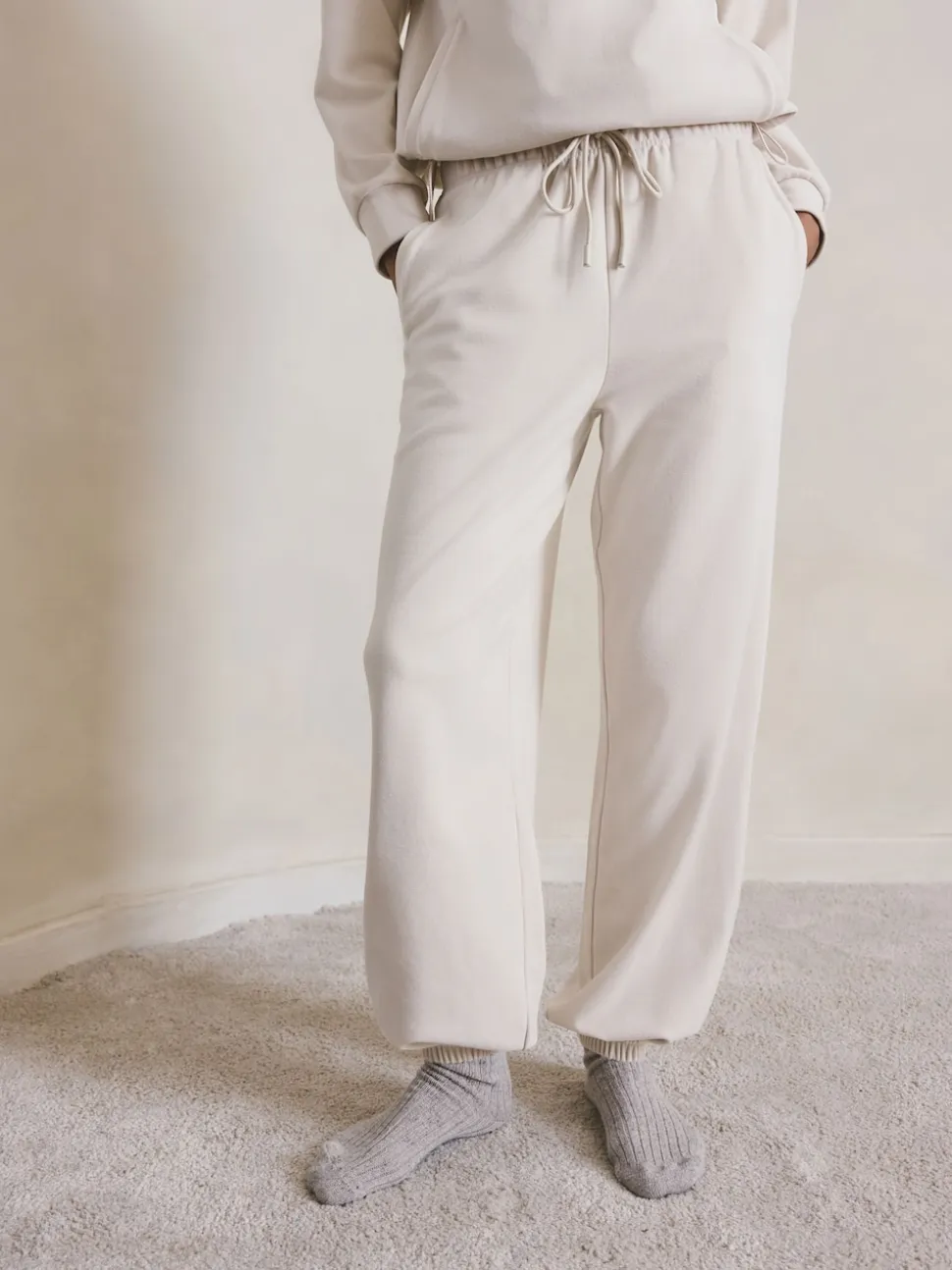 écru - Pantalon de jogging en polaire