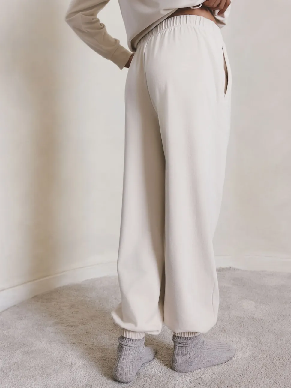 écru - Pantalon de jogging en polaire