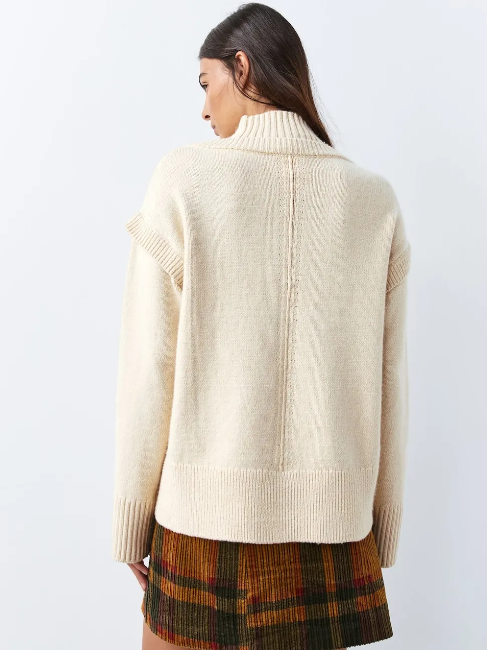écru - Pull double épaisseur en Coton et laine Blend