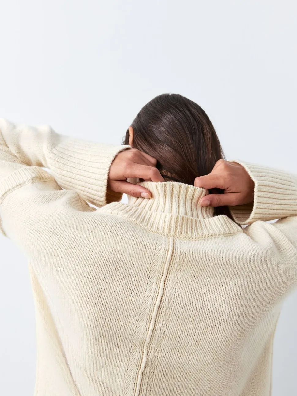 écru - Pull double épaisseur en Coton et laine Blend