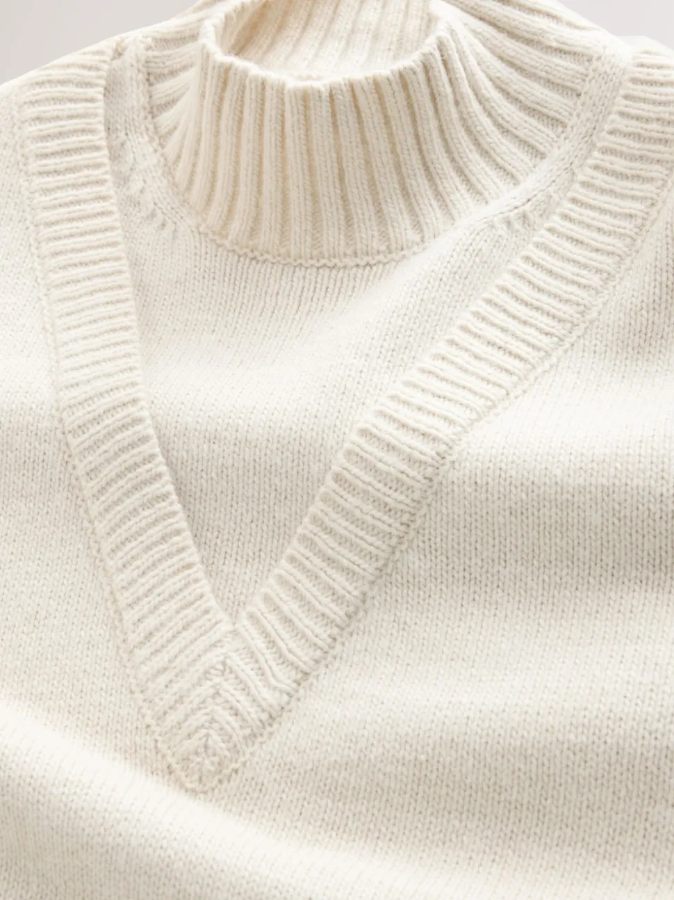 écru - Pull double épaisseur en Coton et laine Blend