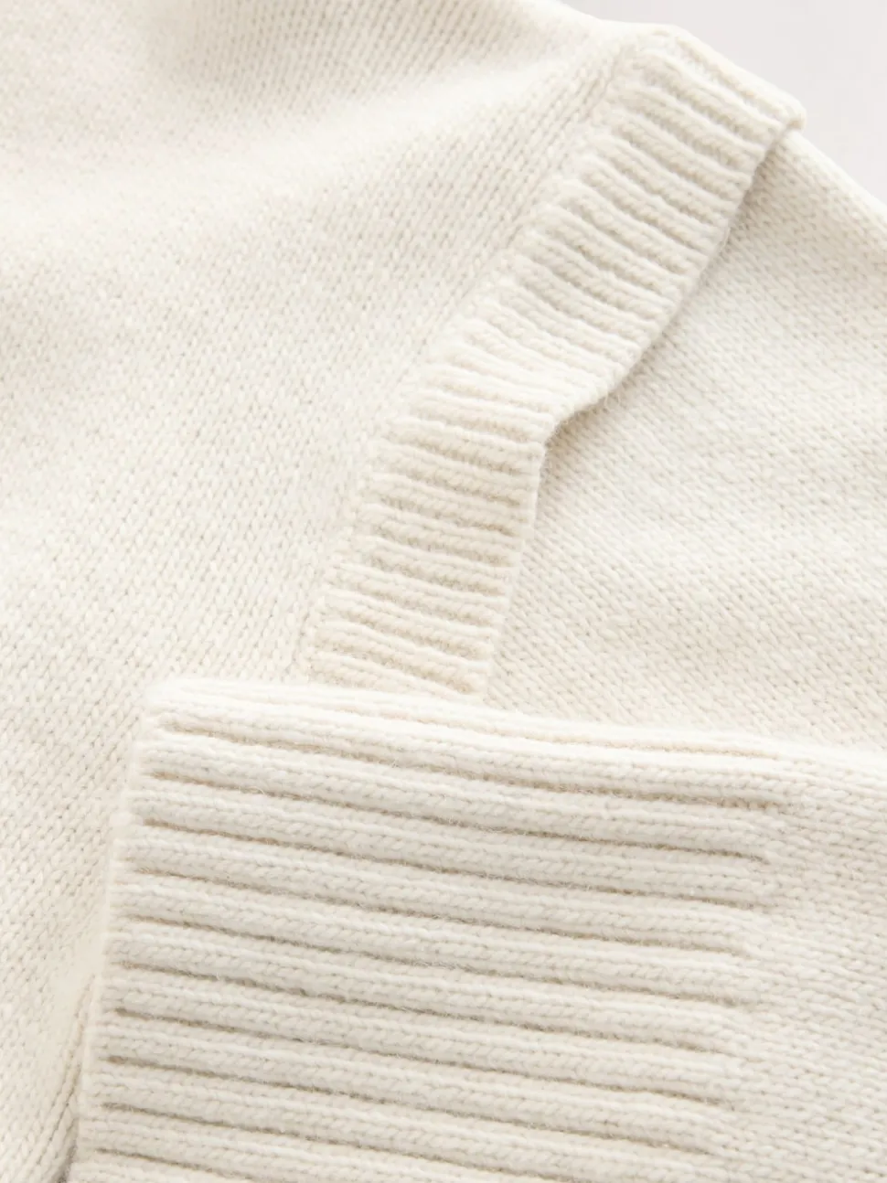 écru - Pull double épaisseur en Coton et laine Blend