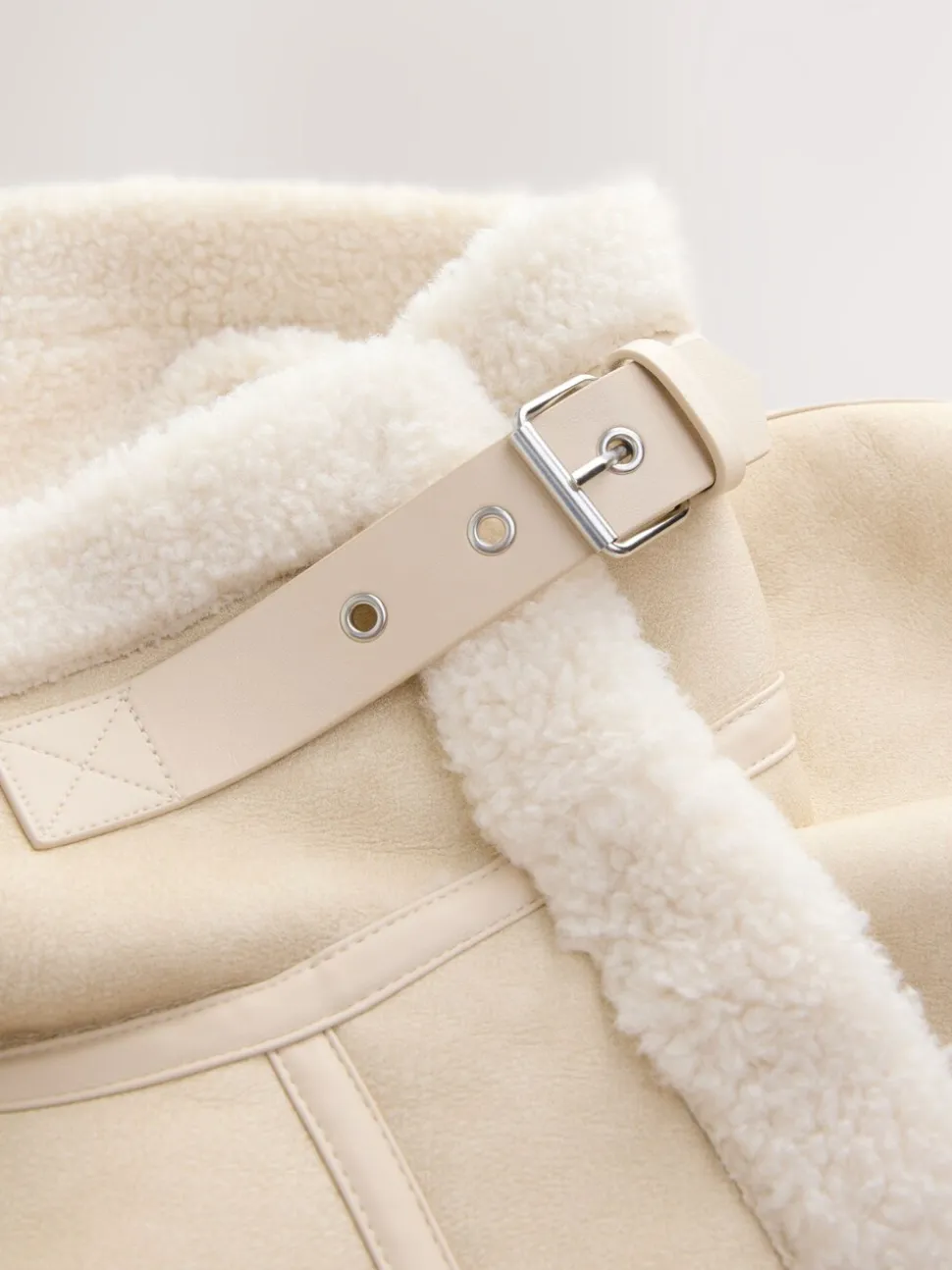 écrucrème - Veste aviateur à col cheminée doublé de peau de mouton