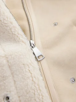 écrucrème - Veste aviateur à col cheminée doublé de peau de mouton